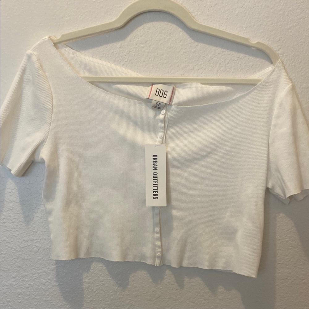 BDG Urban Outfitters White Off the Shoulder Cropped Top